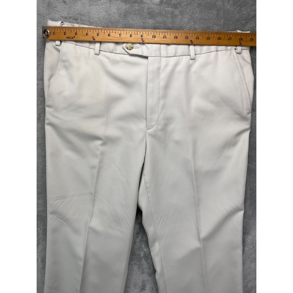 Berle Men's Dress Pants 38x29 Ivory Flat Front Stretch Pockets - Picture 3 of 10